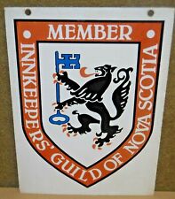 Vintage Metal Innkeepers' Guild Of Nova Scotia Member Sign - 24