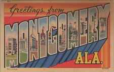 Greetings from Montgomery Alabama large letters c1940s linen postcard D50 picture