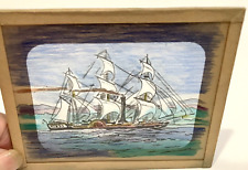 Historic Glass MAGIC LANTERN Color War Time SAILING SHIP picture