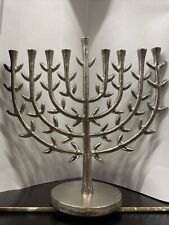 9 Branch Brass MENORAH Leaf Leaves Design Jewish Hanukkah picture