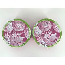 Round Metal Tins Pink Green Floral Set of 2 picture