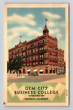 Quincy IL-Illinois, Gem City Business College, Antique Vintage Souvenir Postcard picture