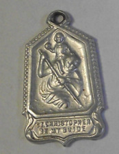 Ornate medal charm pendant Patron St Saint Christopher be my guide safe travel picture