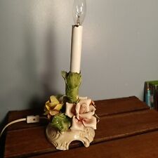 Vintage Porcelain Capodimonte Flower Table Lamp, Italy, Handmade picture