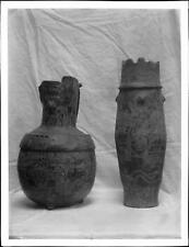 Two pieces of rare Toltec pottery from Mexico 1900 Old Photo picture