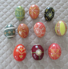 Lot of 10 Ukrainian Pysanka Hand Made Easter Real Chicken Eggs Folk Art picture