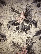 Vintage BarkCloth Large Curtain Panel Fabric Hydrangea Floral Asian  #B picture