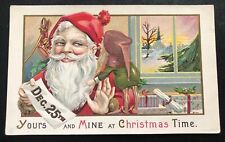 Pitts Art Elf Whispering Into Santa’s Ear Christmas Vintage Postcard II22 picture