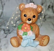 Vtg HOMCO 1413 June Bride Bear w/ Veil Monthly Calendar Bears Ceramic figurine picture