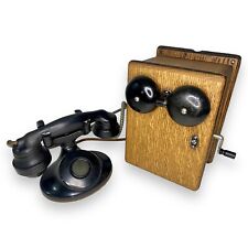 Western Electric Phone 22A Magneto Hand Crank 315H Oak Wood Box E1 / D1 Handset picture