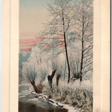 c1910s Merry Xmas Beautiful Winter Nature Hand Colored Litho Art Snow PC A242 picture