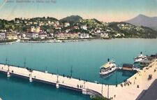 Vtg Postcard Quaibrudke u Halde mit Rigi Lucern, Switzerland Posted 1919 DB picture