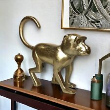 Mid-Century Modern Brass Monkey Figure Vintage Statue Home Decor picture