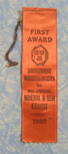 Vintage 1957 SW Mineralogists 20th Annual Mineral & Gem Exhibit 1st Award Ribbon picture