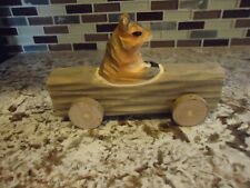 Carved Wooden Bear Or Squirrel Driving A Car picture