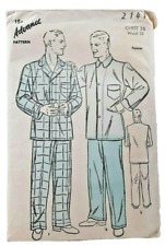 1930s Advance Sewing Pattern 2141 Mens Pajamas 2 Styles Size 36 Chest Antq 5553 picture