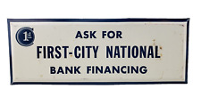 Rare Vintage Antique TOC First City National Bank Tin Over Cardboard Sign Plaque picture