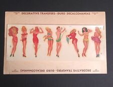 Bathing Pinup Girls Water Slide Transfer Unused Decal Sheet c1950s Duro #1129 picture