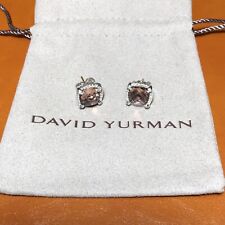 David Yurman Sterling Silver 9mm Chatelaine Earrings Pink Morganite Diamonds picture