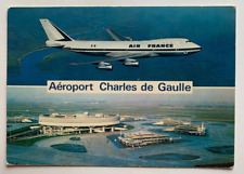 c1970s 4x6 Postcard Paris Charles de Gaulle Airport aerial Boeing Air France 747 picture