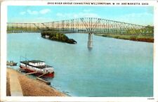 Ohio River Bridge Connecting Williamstown W. Va. And Marietta, Ohio Postcard Unp picture