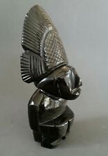 Golden sheen Obsidian carved Aztec Mexican Sculpture, 8.5 inches  picture