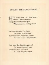 Vintage Springer Spaniel Poem Poetry Print 1930s Antique Springer Spaniel 5394c picture