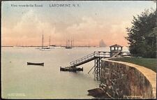1912 Handcolored NY PC View from the Sound, Larchmont, J. Zvirin's News Store picture