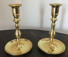 Vintage BALDWIN Sheraton Brass Candlestick Holders 6.5 -Set Of 2 Great Condition picture