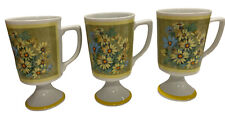 Set Of 3 VTG Bryn Mawr R6395 Pedestal Cup Mug Daisy Yellow Blue picture