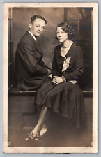 RPPC Postcard Handsome Man and Woman Studio Prop Portrait picture