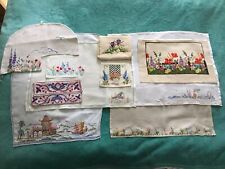 Vintage Retro 1930s-1970s Embroidered Mats Remnants - Craft Bag Cushion Projects picture