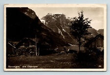 c1928 RPPC Postcard Vestland Norway Oldevatnet Fjord Olden Cabins picture