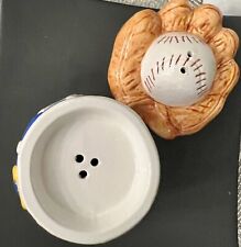 Vintage Baseball Ceramic Salt & Pepper Shakers. Otagiri Hand painted.  NIB picture