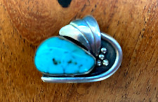 Vintage Navajo Native American Butterfly Sterling And Turquoise Pin picture