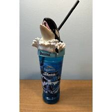 Shamu 2008 Sea World Souvenir Cup W/ Lid & Straw 3D Lid With Shamu & Waves picture