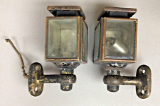 Vintage Pair 1920-30s Early Automotive Lanterns Beveled Glass (222) picture