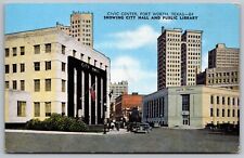 Fort Worth Texas Civic Center City Hall & Public Library Downtown DB Postcard picture