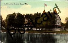 1913 DELAVAN LAKE WI, Lake Lawn, Kropp postcard jj179 picture