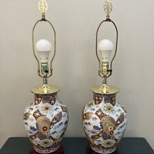 Vintage Pair Of 3 Way Asian Porcelain Cloisonné Ginger Jar Lamps picture
