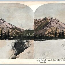 c1900s Banff, Canada Mt. Rundel Frozen Bow River Winter Stereoview Mountain V39 picture