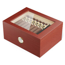 Handmade Cigar Humidor 30-50 Counts Desktop Cigar Box with Hygrometer Humidifier picture