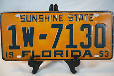 VINTAGE FLORIDA AUTO CAR LICENSE PLATE 1953 SUNSHINE STATE MIAMI DADE COUNTY picture