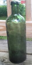 Antique DARK GREEN Glass HUNYADI JANOS Saxlehner’s Bitterquelle 9.5” bottle blob picture