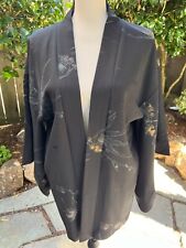 Beautiful Vintage Japanese Black Textured Silk Haori Jacket picture