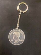 Vintage 1969 Robert F. John Kennedy Silver Dollar Size Key Chains JFK RFK picture
