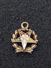 1925 Order of Eastern Star Masonic charm/pendant 14K gold enamel 30mm picture