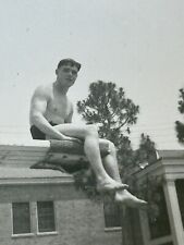 Handsome Shirtless Man Diving Board Beefcake Muscle Gay Int Snapshot Photo picture