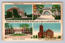 Syracuse NY-New York, General Greetings University, Vintage c1956 Postcard picture