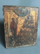 A Stunning 19th Century Hand Painted Russian Icon on wood Panel of Mary/apostles picture